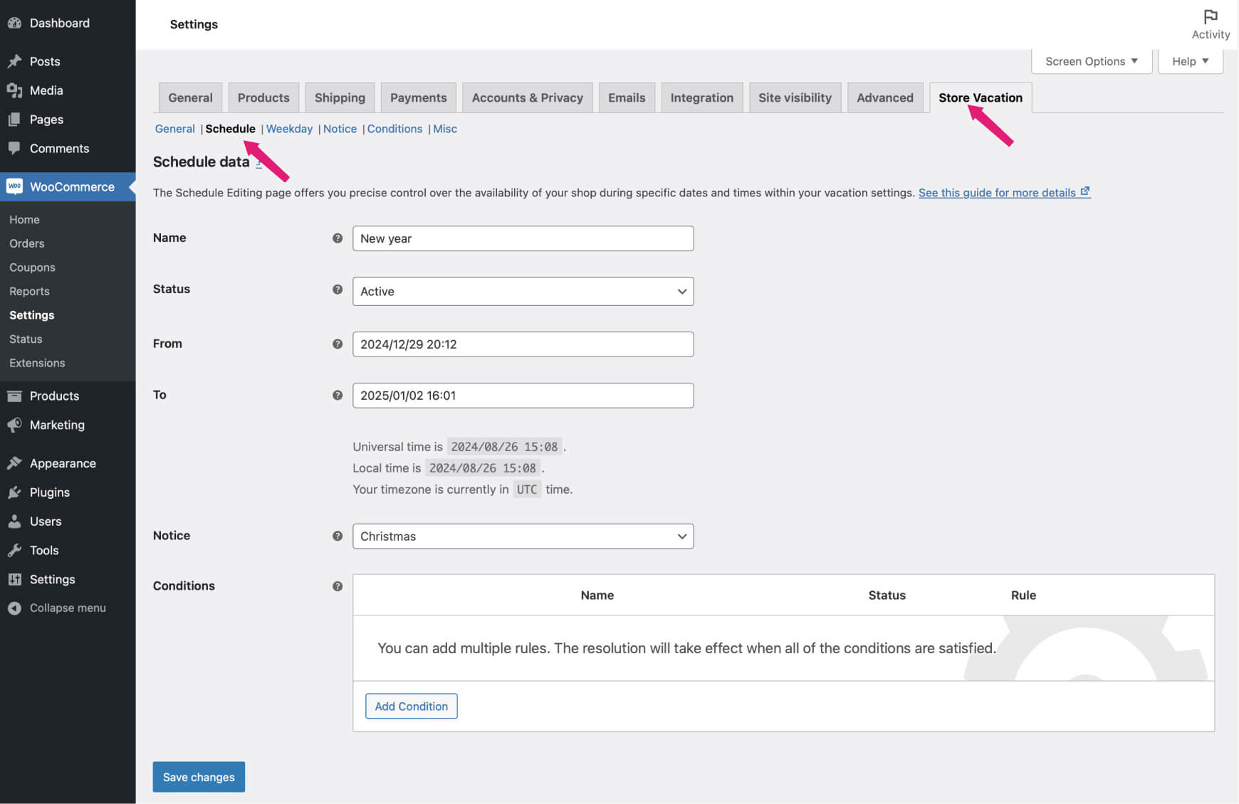 Scheduling a temporary disable for your WooCommerce store